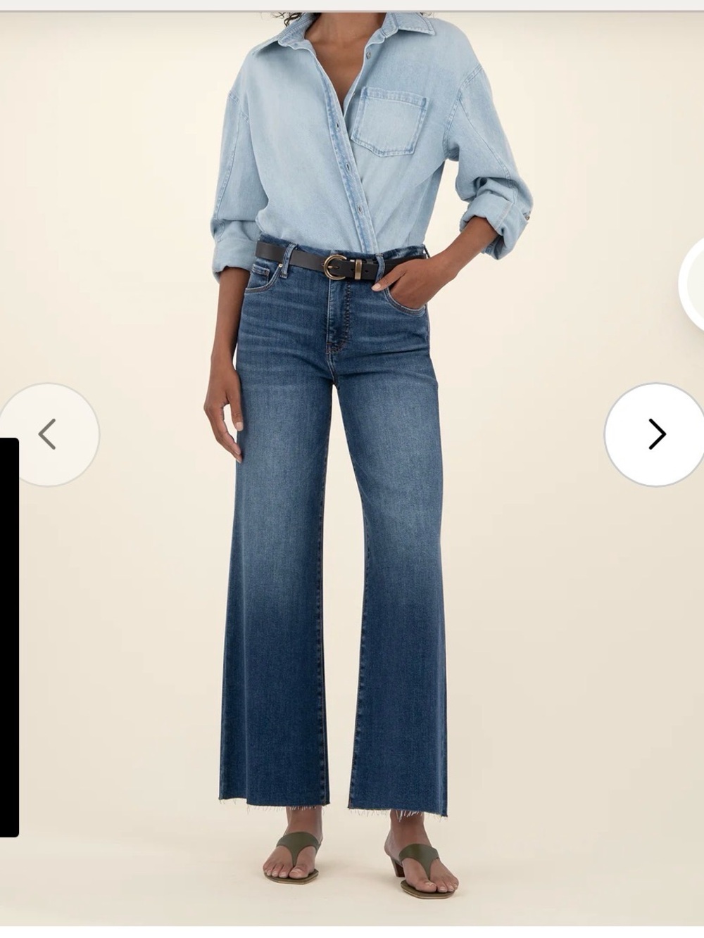 Kut from the Kloth Meg Fab Ab Wide Leg Raw Hem Jeans Inexhaustible Wash